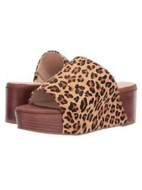NEW Coconuts by Matisse Freya Platform Wedge Sandal Leopard Print 6 Slide NWT